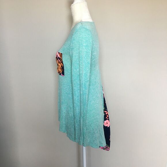 Anthro 12PM By Mon Ami Small Blue Long Sleeve Top Peasant Blouse Floral Back - Picture 4 of 12